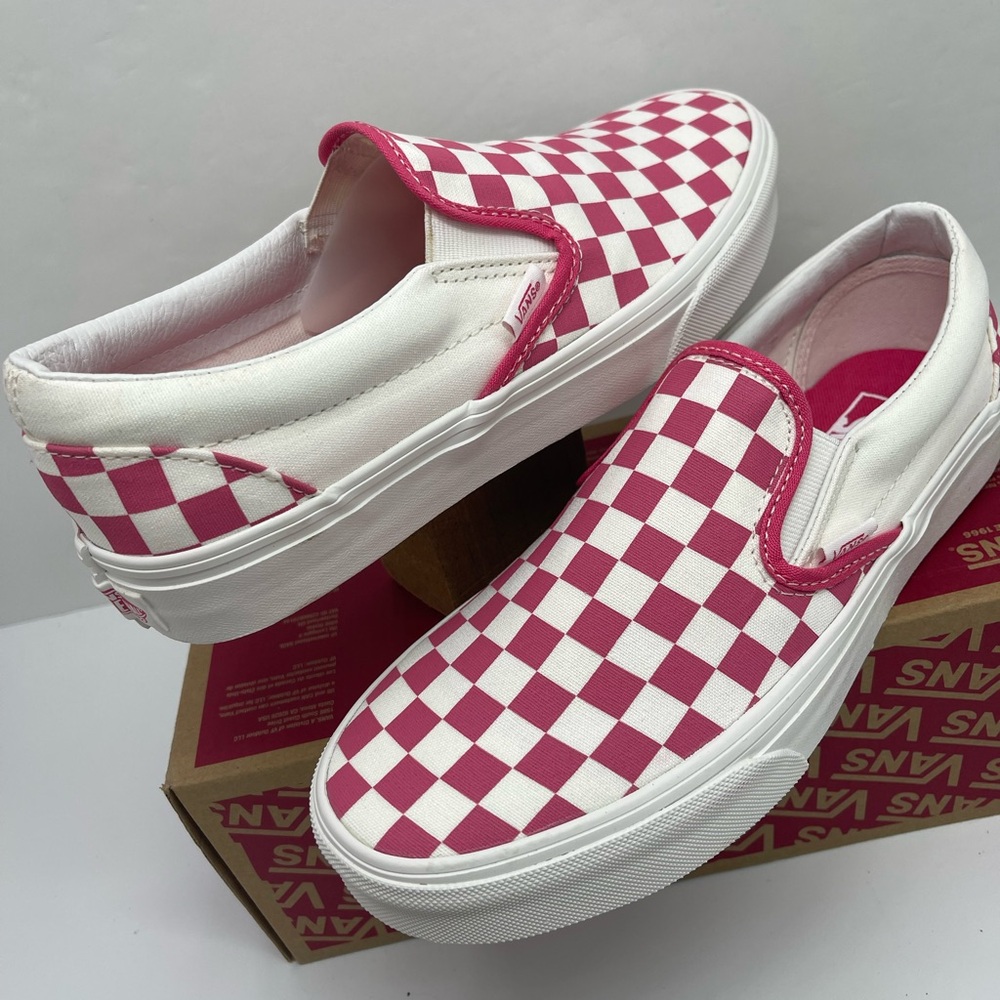 Vans Pink and White Checkered Slip-On Sneakers - Picture 10 of 16